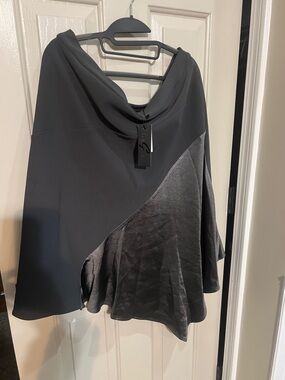 Gracia Black Draped Midi Skirt